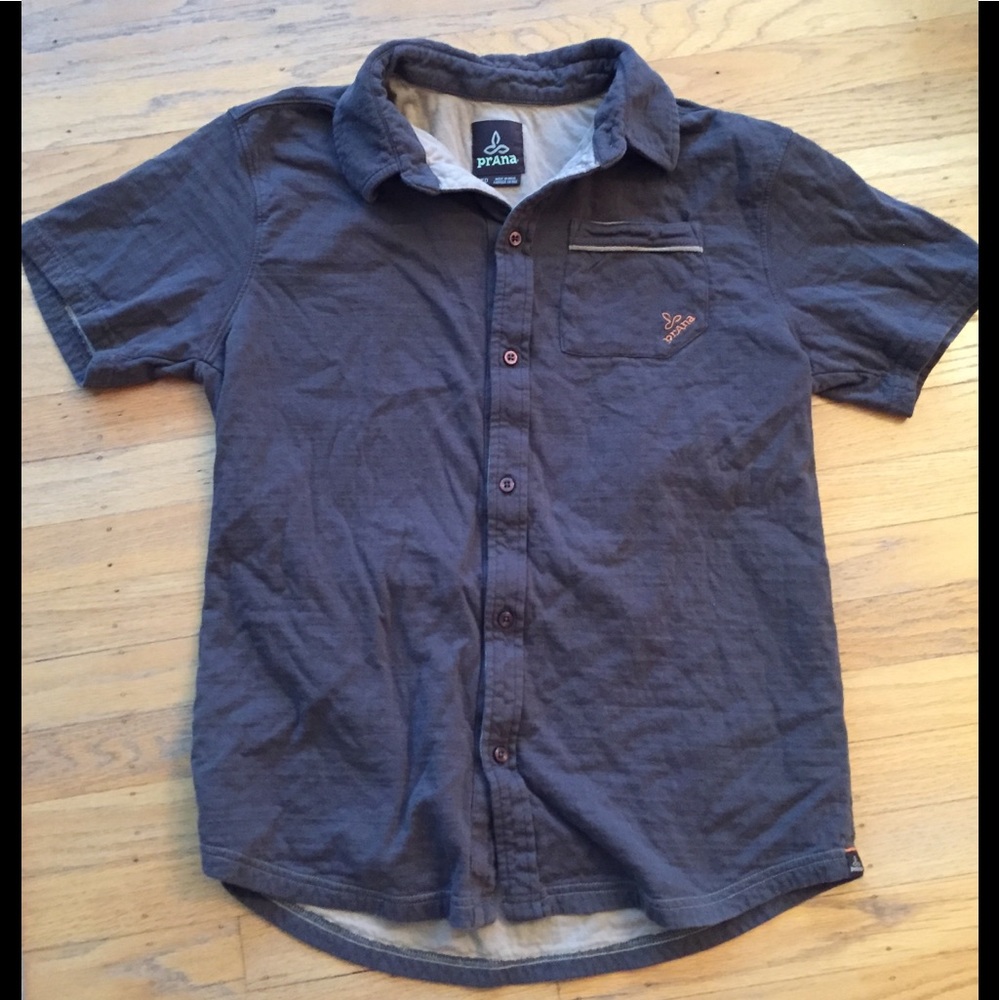 Prana brown thick soft cotton button down sz M